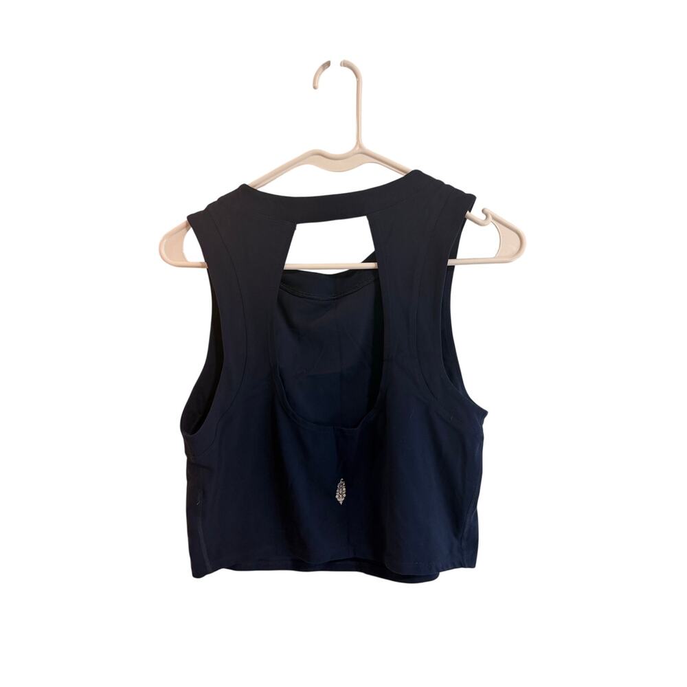 Free People Movement Athletic Tank Cut Out Back Sz M Navy Blue Excellent
